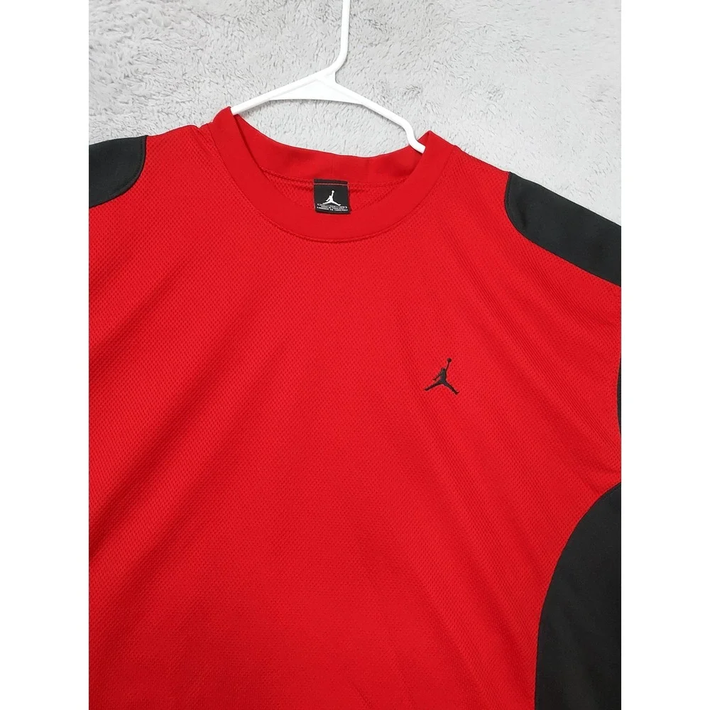 Vintage Jordan Shirt Men 3XL Jumpman Activewear Mesh Jersey Red Black Basketball